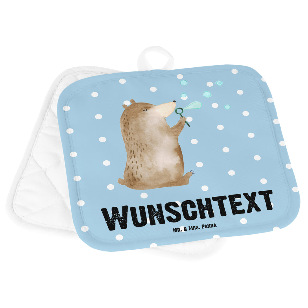 Personalisierte Topflappen Bär Seifenblasen Topflappen personalisiert, Personalisierte Topfuntersetzer, Personalisierter Ofenhandschuh, Topflappen Set personalisiert, Topflappen mit Namen, Namensaufdruck, Bär, Teddy, Teddybär, Seifenblasen Bär Lustig Sein Glücklich Traurig Happy