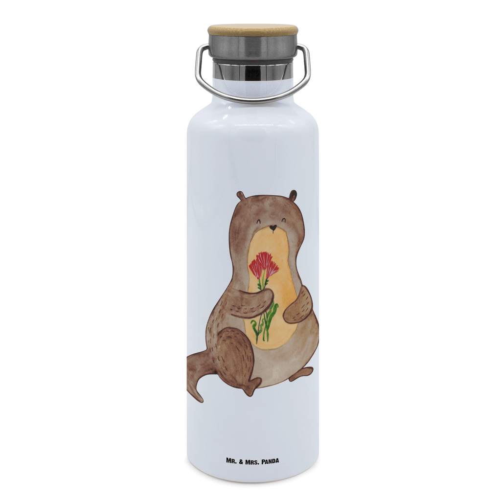 Trinkflasche Otter Blumenstrauß Thermosflasche, Isolierflasche, Edelstahl, Trinkflasche, isoliert, Wamrhaltefunktion, Sportflasche, Flasche zum Sport, Sportlerflasche, Otter, Fischotter, Seeotter, Otter Seeotter See Otter