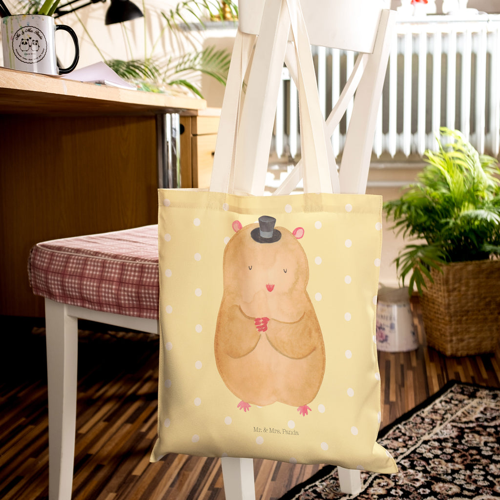 Einkaufstasche Hamster Hut Tragetasche, Tasche, Beutel, Stofftasche, Baumwolltasche, Umhängetasche, Shopper, Einkaufstasche, Beuteltasche, Tiermotive, Gute Laune, lustige Sprüche, Tiere, Hamster, Hut, Magier, Zylinder, Zwerghamster, Zauberer