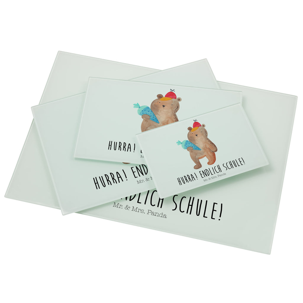 Glasschneidebrett Bär mit Schultüte Glasschneidebrett, Schneidebrett, Frühstücksbrett, Küche, Bär, Teddy, Teddybär, Bär Motiv, Schultüte, Erster Schultag Geschenk, Einschulung Geschenk, Schule Geschenk, Grundschule, Schulanfang, Schulbeginn