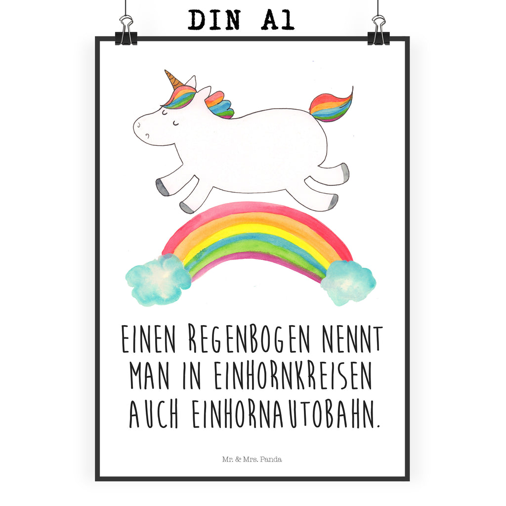 Poster Einhorn Regenbogen Poster, Wandposter, Bild, Wanddeko, Küchenposter, Kinderposter, Wanddeko Bild, Raumdekoration, Wanddekoration, Handgemaltes Poster, Mr. & Mrs. Panda Poster, Designposter, Kunstdruck, Posterdruck, Einhorn, Einhörner, Einhorn Deko, Pegasus, Unicorn, Regenbogen, Glitzer, Einhornpower, Erwachsenwerden, Einhornautobahn