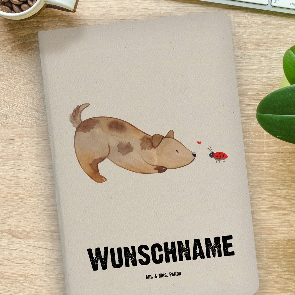 DIN A4 Personalisiertes Notizbuch Hund Marienkäfer Personalisiertes Notizbuch, Notizbuch mit Namen, Notizbuch bedrucken, Personalisierung, Namensbuch, Namen, Hund, Hundemotiv, Haustier, Hunderasse, Tierliebhaber, Hundebesitzer, Sprüche, Hunde, Hundespruch, Marienkäfer, Mischling, Mischlinghund