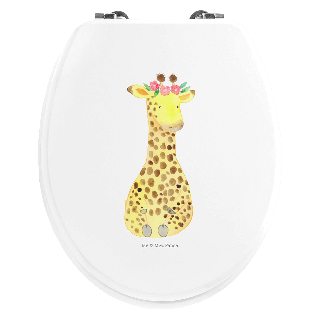 Motiv WC Sitz Giraffe Blumenkranz Klobrille, Klodeckel, Toilettendeckel, WC-Sitz, Toilette, Afrika, Wildtiere, Giraffe, Blumenkranz, Abenteurer, Selbstliebe, Freundin