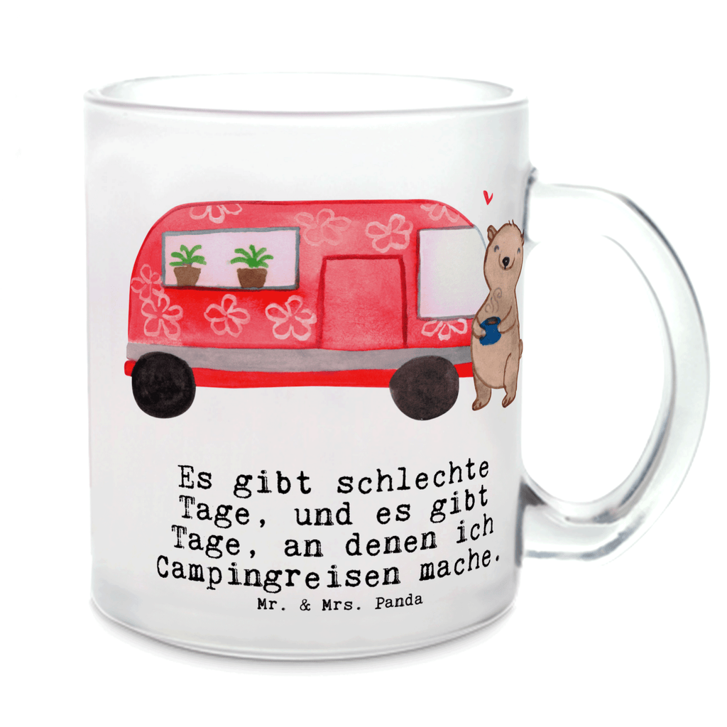 Teetasse Bär Camper Tage Teetasse, Teeglas, Teebecher, Tasse mit Henkel, Tasse, Glas Teetasse, Teetasse aus Glas, Geschenk, Sport, Sportart, Hobby, Schenken, Danke, Dankeschön, Auszeichnung, Gewinn, Sportler, Camper, Campen, Zelten, Campingplatz, Wohnmobil, Roadtrip, Urlaub