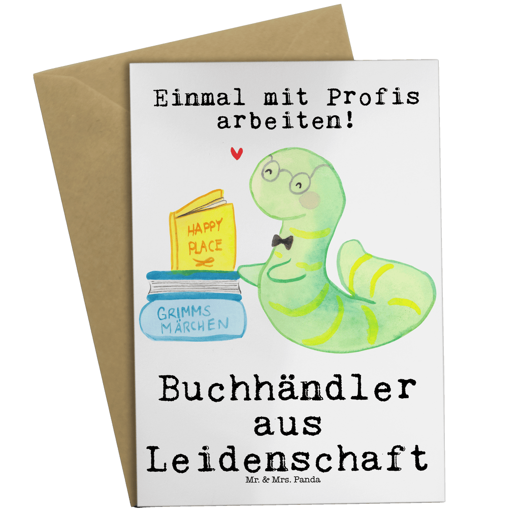 Grußkarte Buchhändler aus Leidenschaft Grußkarte, Klappkarte, Einladungskarte, Glückwunschkarte, Hochzeitskarte, Geburtstagskarte, Karte, Ansichtskarten, Beruf, Ausbildung, Jubiläum, Abschied, Rente, Kollege, Kollegin, Geschenk, Schenken, Arbeitskollege, Mitarbeiter, Firma, Danke, Dankeschön, Buchhändler, Buchhandlung, Buchverkäufer, Bibliothekar, Bücherwurm