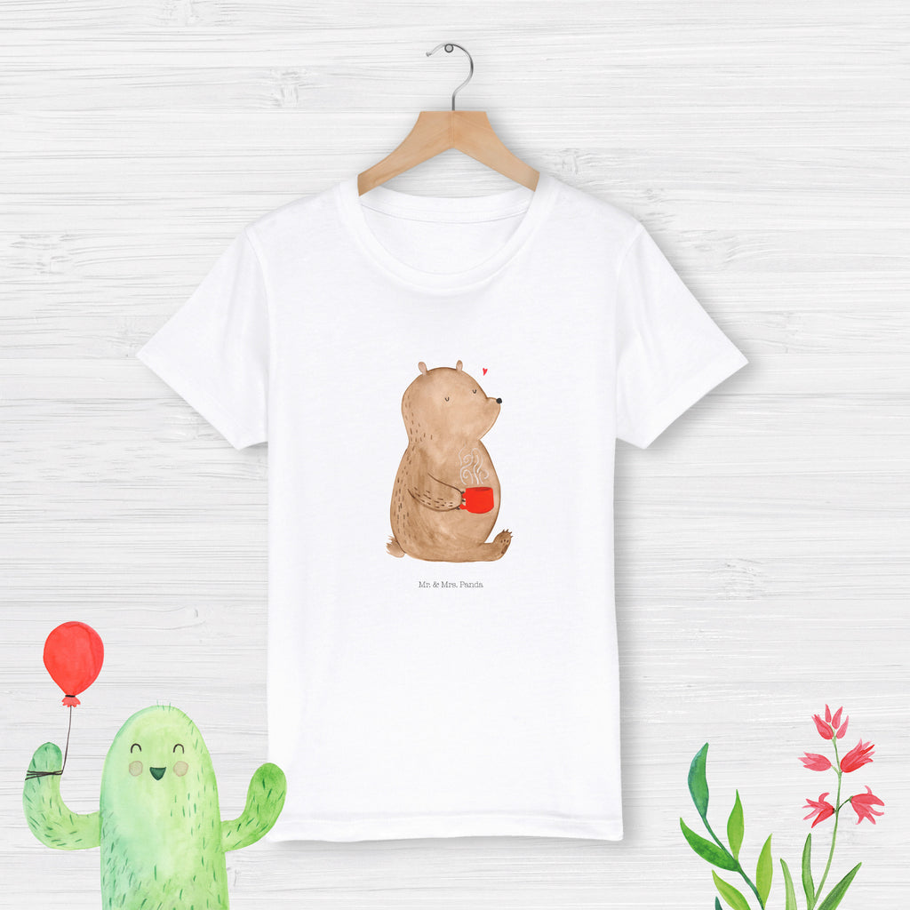 Organic Kinder T-Shirt Bär Kaffee Kinder T-Shirt, Kinder T-Shirt Mädchen, Kinder T-Shirt Jungen, Bär, Teddy, Teddybär, Kaffee, Coffee, Bären, guten Morgen, Morgenroutine, Welt erobern, Welt retten, Motivation