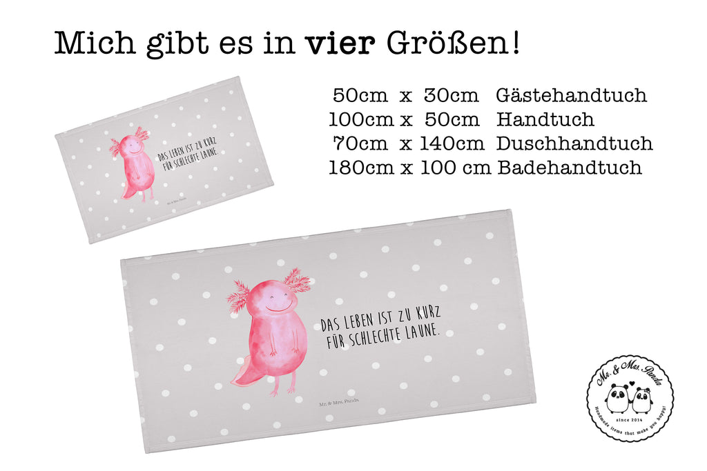 Handtuch Axolotl Glücklich Handtuch, Badehandtuch, Badezimmer, Handtücher, groß, Kinder, Baby, Axolotl, Molch, Axolot, Schwanzlurch, Lurch, Lurche, Motivation, gute Laune