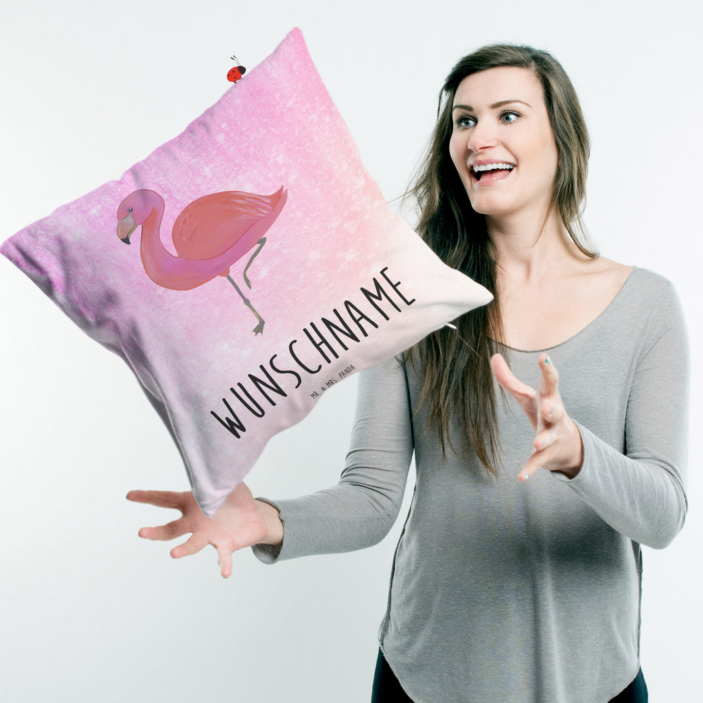 Personalisiertes Kissen Flamingo classic Kissen, personalisiert, Name, Wunschname, bedrucken, Kopfkissen, Flamingo, Einzigartig, Selbstliebe, Stolz, ich, für mich, Spruch, Freundin, Freundinnen, Außenseiter, Sohn, Tochter, Geschwister