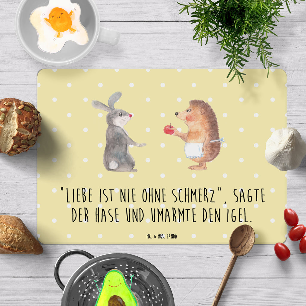 Tischset Liebe ist nie ohne Schmerz Tischset, Tischuntersetzer, Platzset, Tischsets abwaschbar, Tischunterlage, Tiermotive, Gute Laune, lustige Sprüche, Tiere, Igel und Hase, Igel, Hase, Liebe Spruch, Liebeskummer Geschenk, Herzschmerz, Trösten, Trennungsschmerz, Spruch romantisch