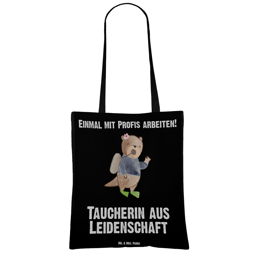 Tragetasche Taucherin aus Leidenschaft Beuteltasche, Beutel, Einkaufstasche, Jutebeutel, Stoffbeutel, Tasche, Shopper, Umhängetasche, Strandtasche, Schultertasche, Stofftasche, Tragetasche, Badetasche, Jutetasche, Einkaufstüte, Laptoptasche, Beruf, Ausbildung, Jubiläum, Abschied, Rente, Kollege, Kollegin, Geschenk, Schenken, Arbeitskollege, Mitarbeiter, Firma, Danke, Dankeschön