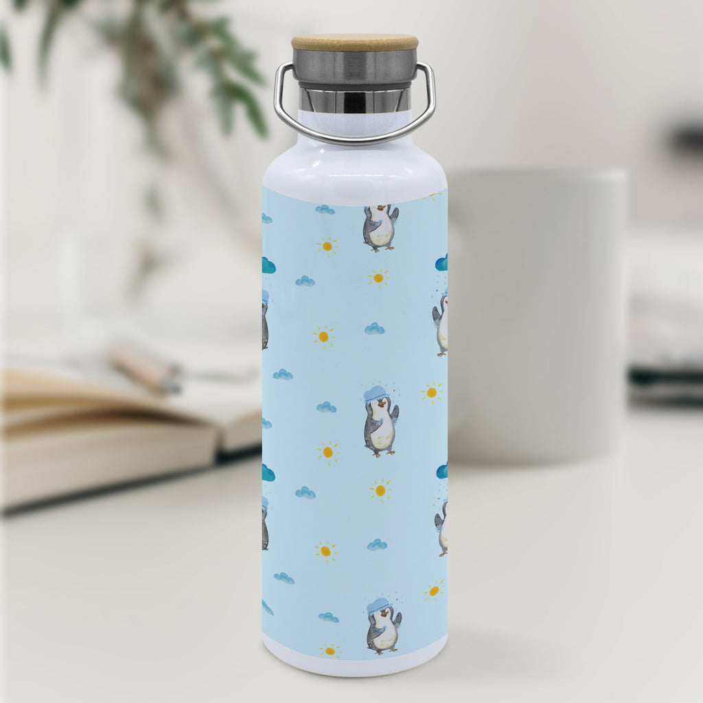 Trinkflasche Pinguin Duschen Muster Thermosflasche, Isolierflasche, Edelstahl, Trinkflasche, isoliert, Wamrhaltefunktion, Sportflasche, Flasche zum Sport, Sportlerflasche, Pinguin, Pinguine, Dusche, duschen, Lebensmotto, Motivation, Neustart, Neuanfang, glücklich sein