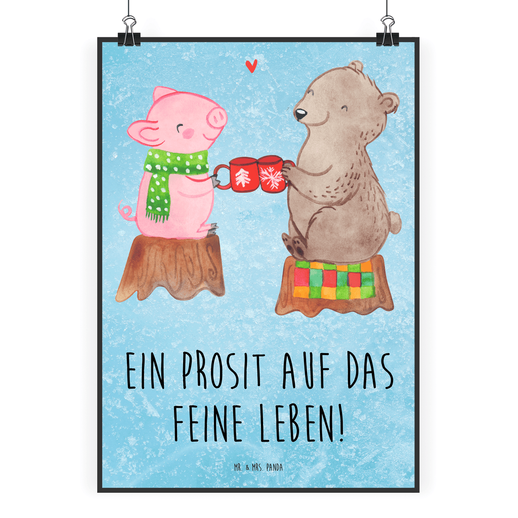 Poster Glühschwein Sause Poster, Wandposter, Bild, Wanddeko, Küchenposter, Kinderposter, Wanddeko Bild, Raumdekoration, Wanddekoration, Handgemaltes Poster, Mr. & Mrs. Panda Poster, Designposter, Kunstdruck, Posterdruck, Winter, Weihnachten, Weihnachtsdeko, Nikolaus, Advent, Heiligabend, Wintermotiv, Prost, Alles Gute, Weihnachtszeit, Schwein, Bär