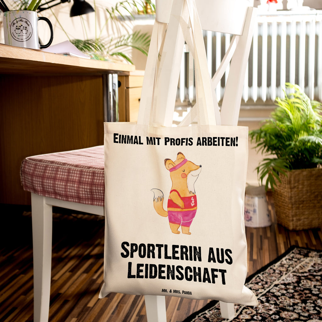 Tragetasche Sportlerin aus Leidenschaft Beuteltasche, Beutel, Einkaufstasche, Jutebeutel, Stoffbeutel, Tasche, Shopper, Umhängetasche, Strandtasche, Schultertasche, Stofftasche, Tragetasche, Badetasche, Jutetasche, Einkaufstüte, Laptoptasche, Beruf, Ausbildung, Jubiläum, Abschied, Rente, Kollege, Kollegin, Geschenk, Schenken, Arbeitskollege, Mitarbeiter, Firma, Danke, Dankeschön