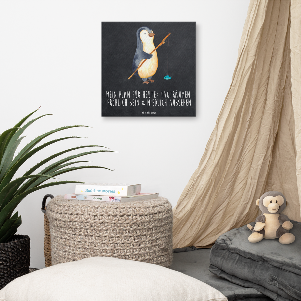 Leinwand Bild Pinguin Angler Leinwand, Bild, Kunstdruck, Wanddeko, Dekoration, Pinguin, Pinguine, Angeln, Angler, Tagträume, Hobby, Plan, Planer, Tagesplan, Neustart, Motivation, Geschenk, Freundinnen, Geschenkidee, Urlaub, Wochenende