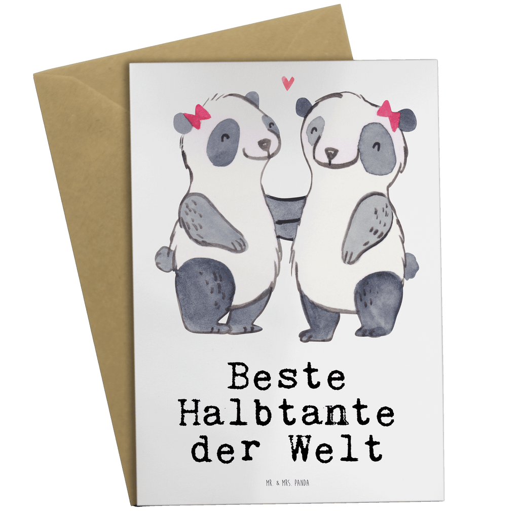 Grußkarte Panda Beste Halbtante der Welt Grußkarte, Klappkarte, Einladungskarte, Glückwunschkarte, Hochzeitskarte, Geburtstagskarte, Karte, Ansichtskarten, für, Dankeschön, Geschenk, Schenken, Geburtstag, Geburtstagsgeschenk, Geschenkidee, Danke, Bedanken, Mitbringsel, Freude machen, Geschenktipp, Halbtante, Tante, beste Tante, Stieftante, Stief, Stiefgeschwister, Familie, Kleinigkeit