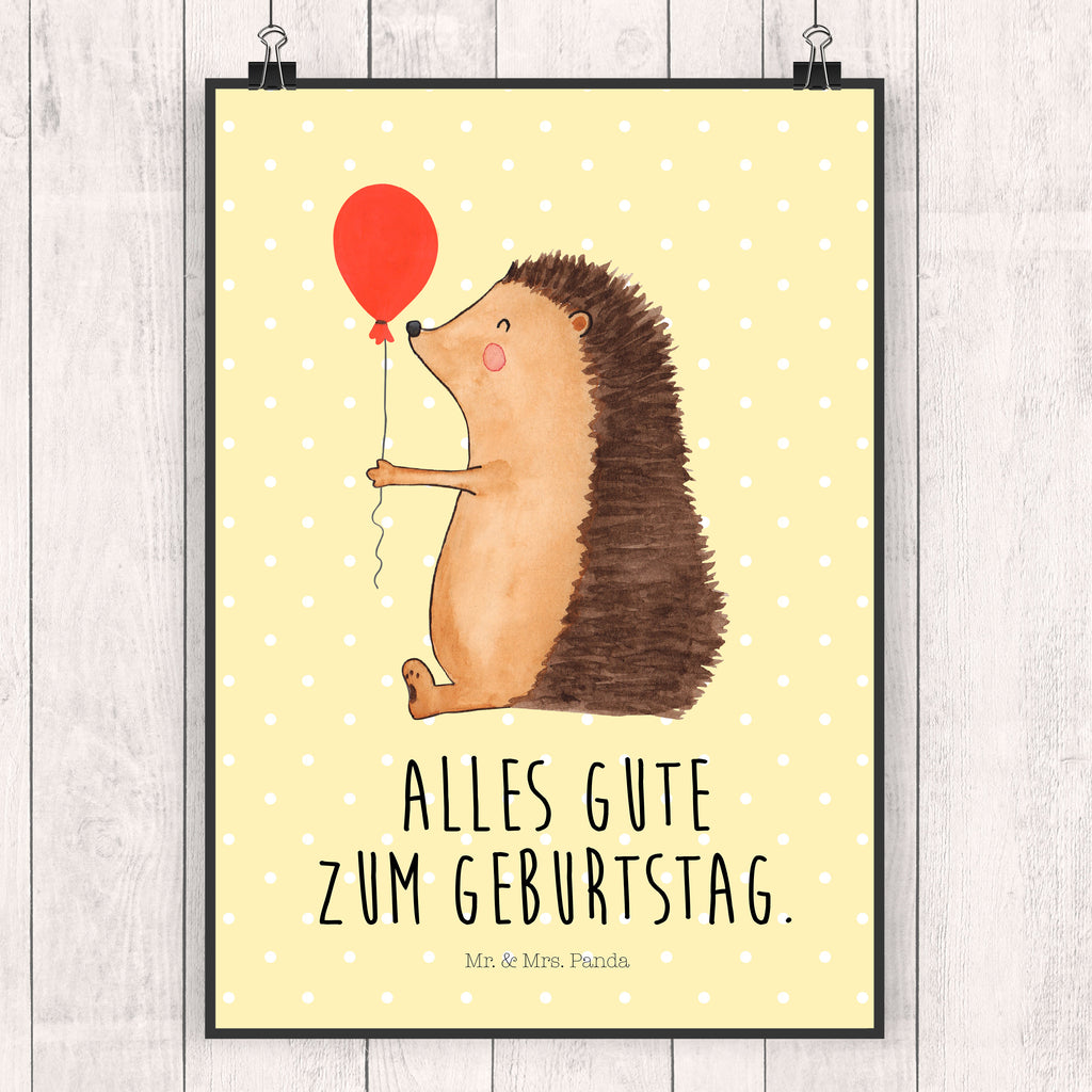 Poster Igel mit Luftballon Poster, Wandposter, Bild, Wanddeko, Küchenposter, Kinderposter, Wanddeko Bild, Raumdekoration, Wanddekoration, Handgemaltes Poster, Mr. & Mrs. Panda Poster, Designposter, Kunstdruck, Posterdruck, Tiermotive, Gute Laune, lustige Sprüche, Tiere, Igel, Geburtstag, Herzlichen Glückwunsch, Glückwunsch, Geburtstagskind, Ballon, Happy Birthday