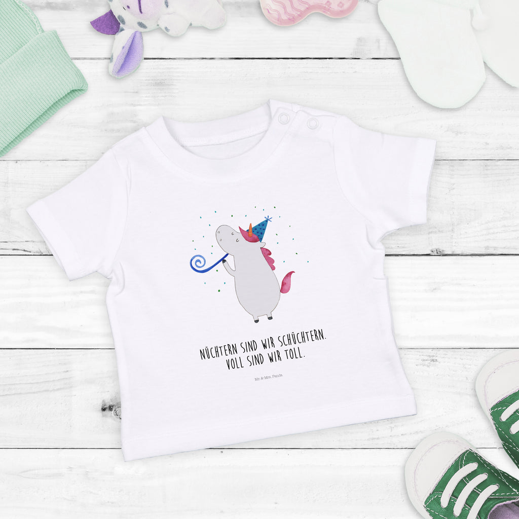 Organic Baby Shirt Einhorn Party Baby T-Shirt, Jungen Baby T-Shirt, Mädchen Baby T-Shirt, Shirt, Einhorn, Einhörner, Einhorn Deko, Pegasus, Unicorn, Glitzer, Konfetti, Party, Geburtstag, Feier, Fest, Alkohol, Disco, Club