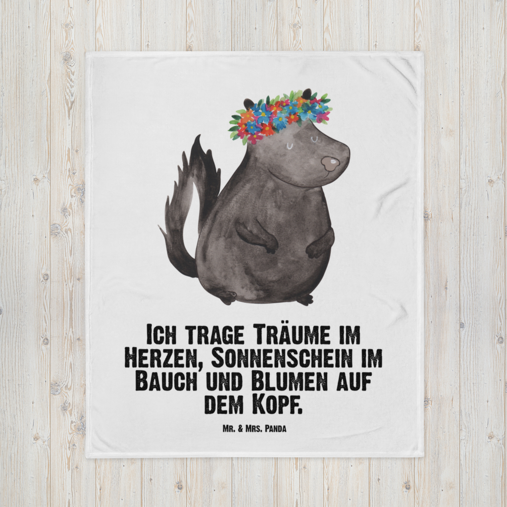 Babydecke Stinktier Blumenmaedchen Babydecke, Babygeschenk, Geschenk Geburt, Babyecke Kuscheldecke, Krabbeldecke, Stinktier, Skunk, Wildtier, Raubtier, Stinker, Stinki, Yoga, Namaste, Lebe, Liebe, Lache