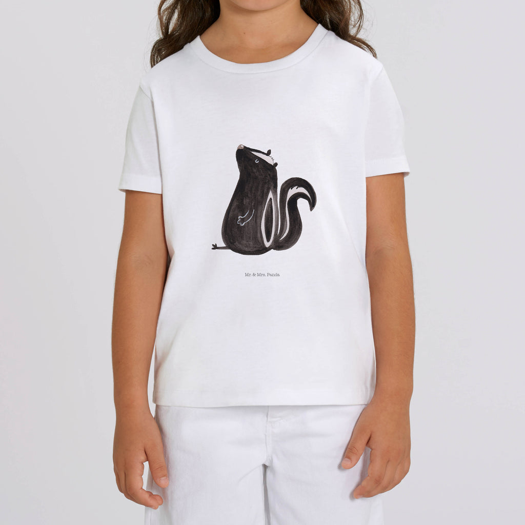 Organic Kinder T-Shirt Stinktier Sitzen Kinder T-Shirt, Kinder T-Shirt Mädchen, Kinder T-Shirt Jungen, Stinktier, Skunk, Wildtier, Raubtier, Stinker, Stinki, Spruch, Büro, Recht, Besserwisser