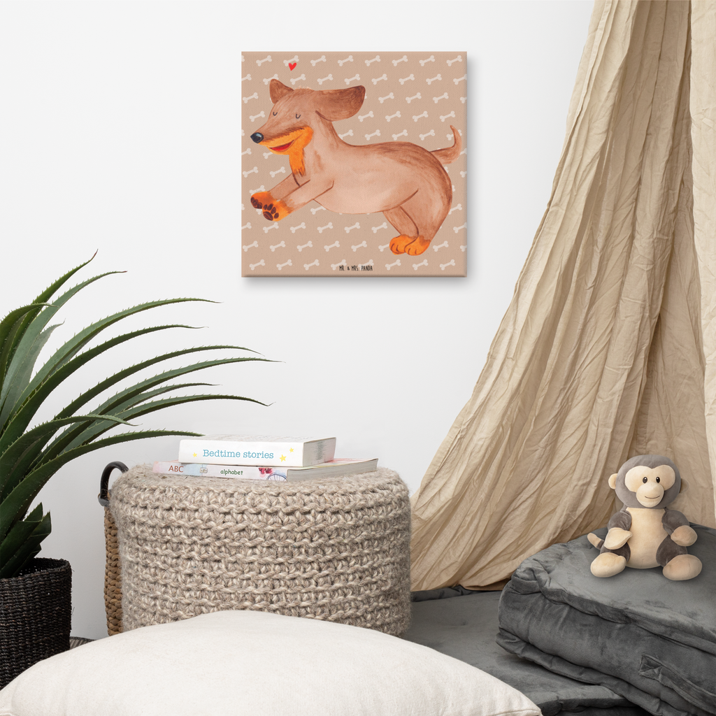 Leinwand Bild Hund Dackel Leinwand, Bild, Kunstdruck, Wanddeko, Dekoration, Hund, Hundemotiv, Haustier, Hunderasse, Tierliebhaber, Hundebesitzer, Sprüche, Hunde, Dackel, Dachshund, happy dog