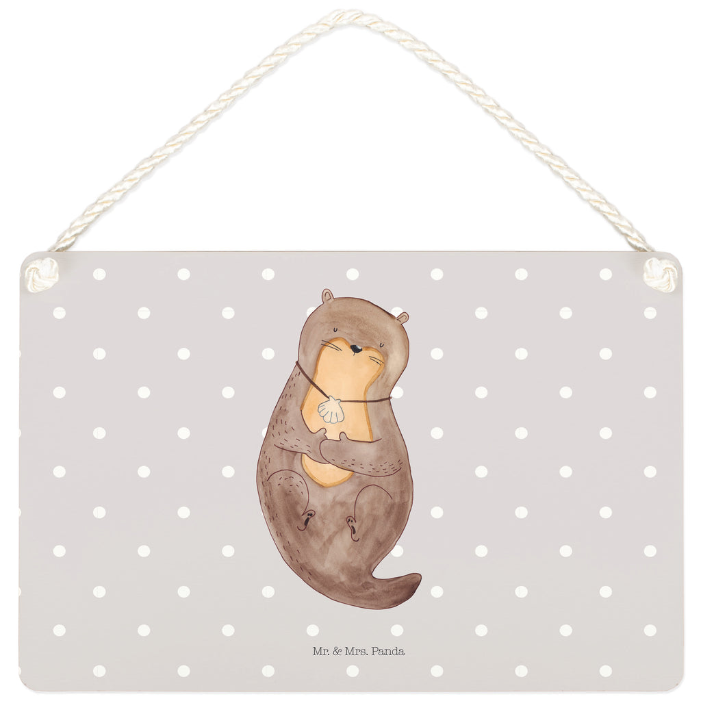 Deko Schild Otter mit Muschelmedaillon Dekoschild, Deko Schild, Schild, Tür Schild, Türschild, Holzschild, Wandschild, Wanddeko, Otter, Fischotter, Seeotter, Otterliebe, grübeln, träumen, Motivation, Tagträumen, Büro