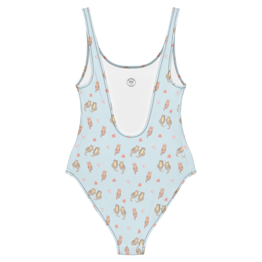 Badeanzug Otter Hände halten Muster Badebekleidung, Bademode, Badeanzug, Swimsuit, Rückenfreier Badeanzug, Luxus-Bademode, Otter, Fischotter, Seeotter, Otter Seeotter See Otter