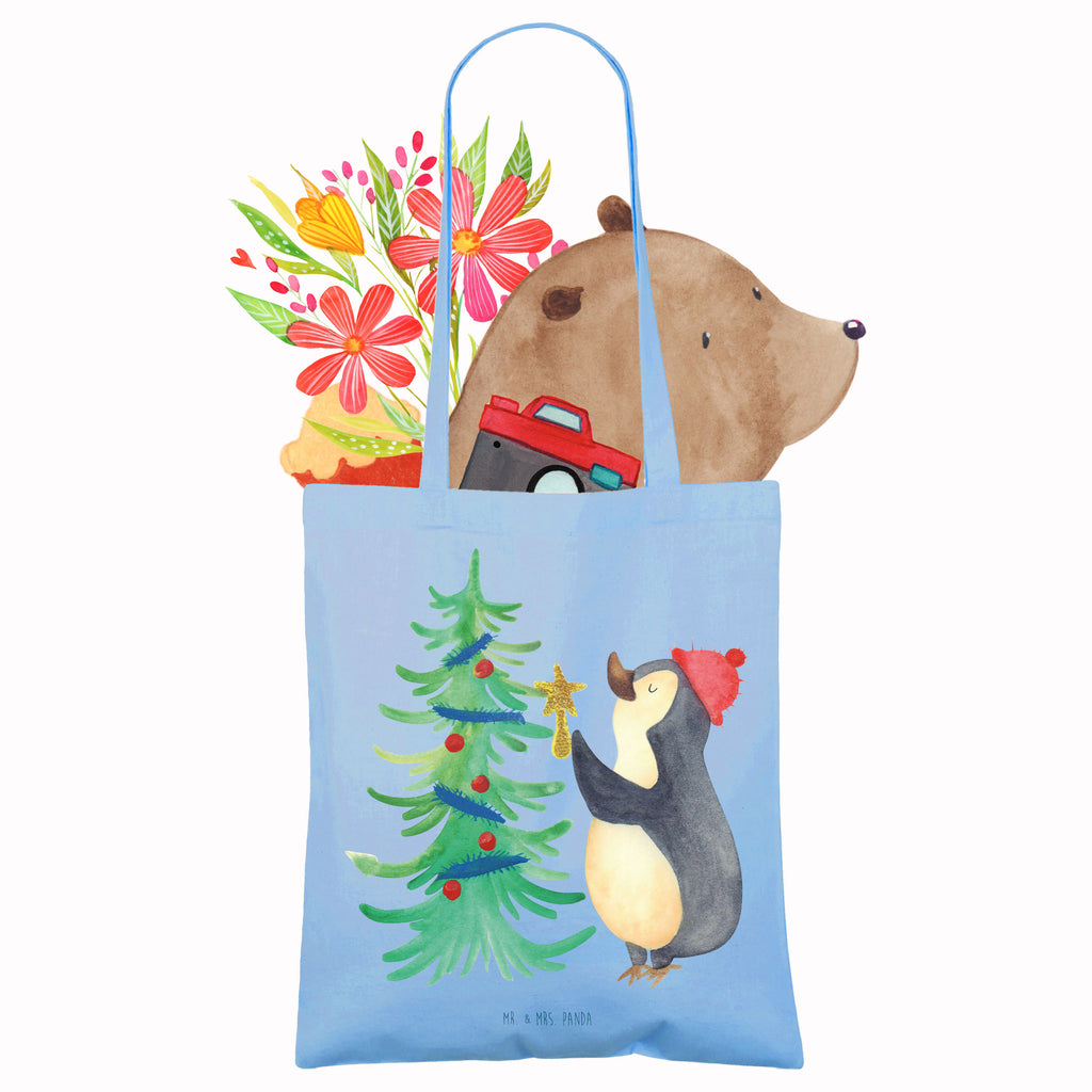 Tragetasche Pinguin Weihnachtsbaum Beuteltasche, Beutel, Einkaufstasche, Jutebeutel, Stoffbeutel, Tasche, Shopper, Umhängetasche, Strandtasche, Schultertasche, Stofftasche, Tragetasche, Badetasche, Jutetasche, Einkaufstüte, Laptoptasche, Winter, Weihnachten, Weihnachtsdeko, Nikolaus, Advent, Heiligabend, Wintermotiv, Pinguin