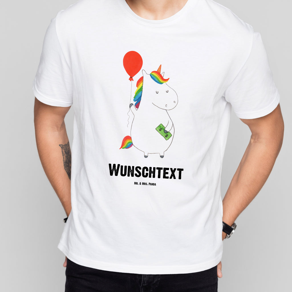 Personalisiertes T-Shirt Einhorn Luftballon T-Shirt Personalisiert, T-Shirt mit Namen, T-Shirt mit Aufruck, Männer, Frauen, Wunschtext, Bedrucken, Einhorn, Einhörner, Einhorn Deko, Pegasus, Unicorn, Luftballon, Geld, Lebenslust, Freude, Geschenk, Freundin