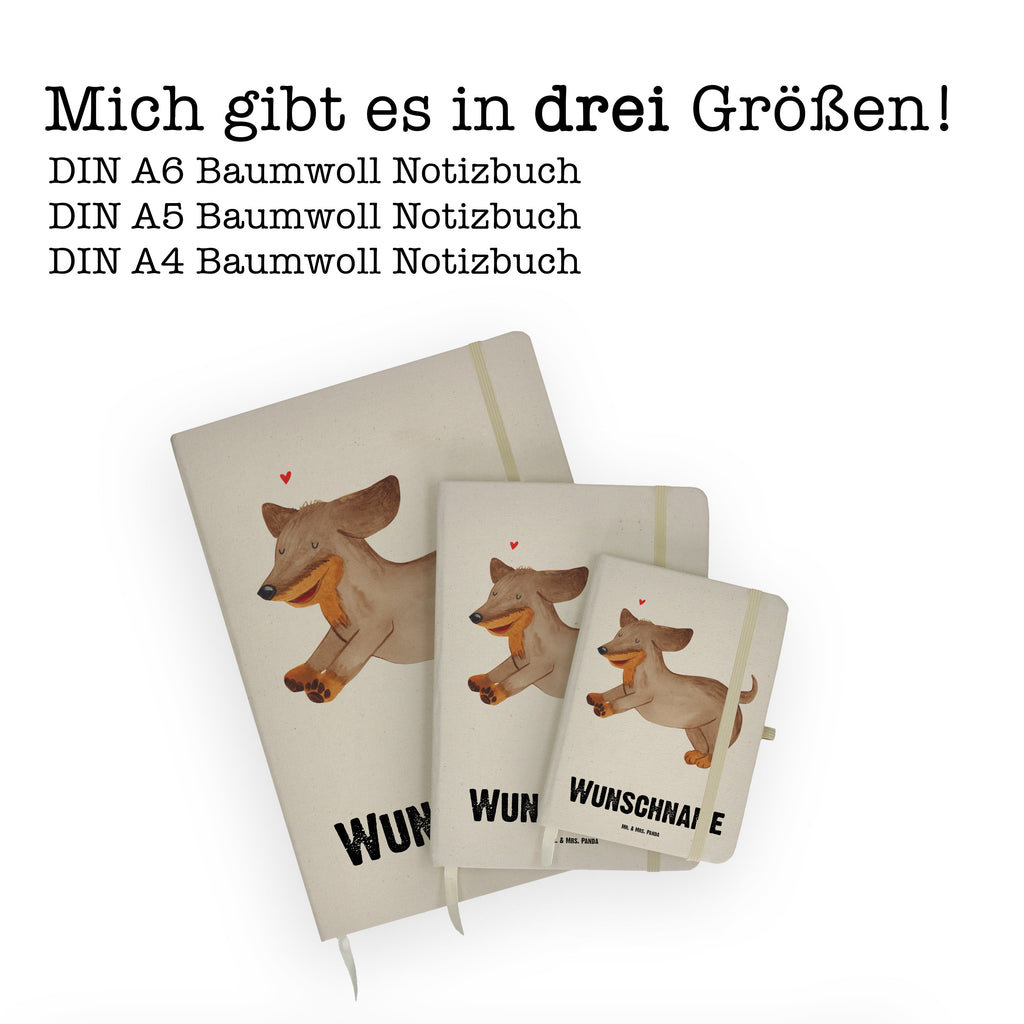 DIN A4 Personalisiertes Notizbuch Hund Dackel fröhlich Personalisiertes Notizbuch, Notizbuch mit Namen, Notizbuch bedrucken, Personalisierung, Namensbuch, Namen, Hund, Hundemotiv, Haustier, Hunderasse, Tierliebhaber, Hundebesitzer, Sprüche, Hunde, Dackel, Dachshund, happy dog