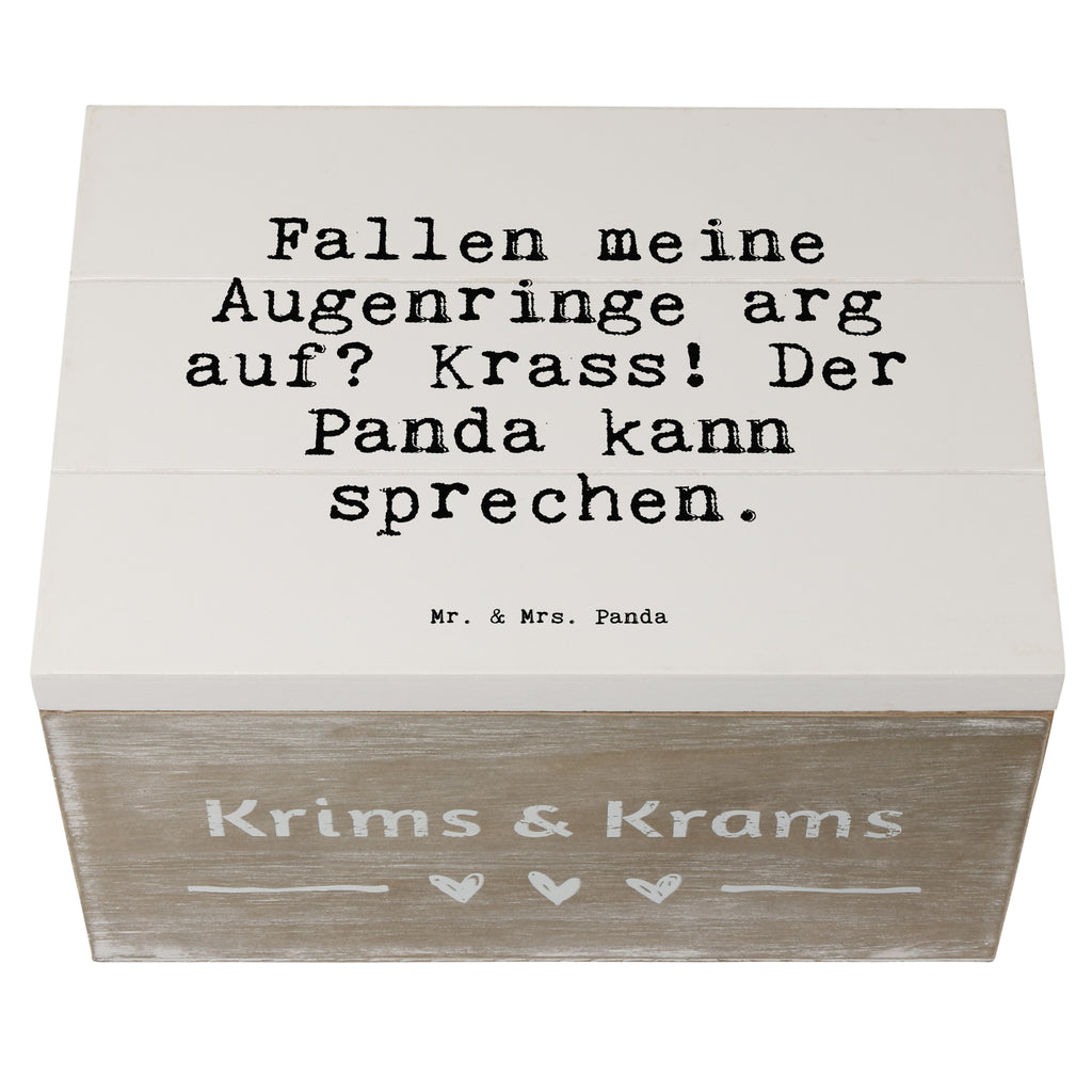 Holzkiste Sprüche und Zitate Fallen meine Augenringe arg auf? Krass! Der Panda kann sprechen. Holzkiste, Kiste, Schatzkiste, Truhe, Schatulle, XXL, Erinnerungsbox, Erinnerungskiste, Dekokiste, Aufbewahrungsbox, Geschenkbox, Geschenkdose, Spruch, Sprüche, lustige Sprüche, Weisheiten, Zitate, Spruch Geschenke, Spruch Sprüche Weisheiten Zitate Lustig Weisheit Worte