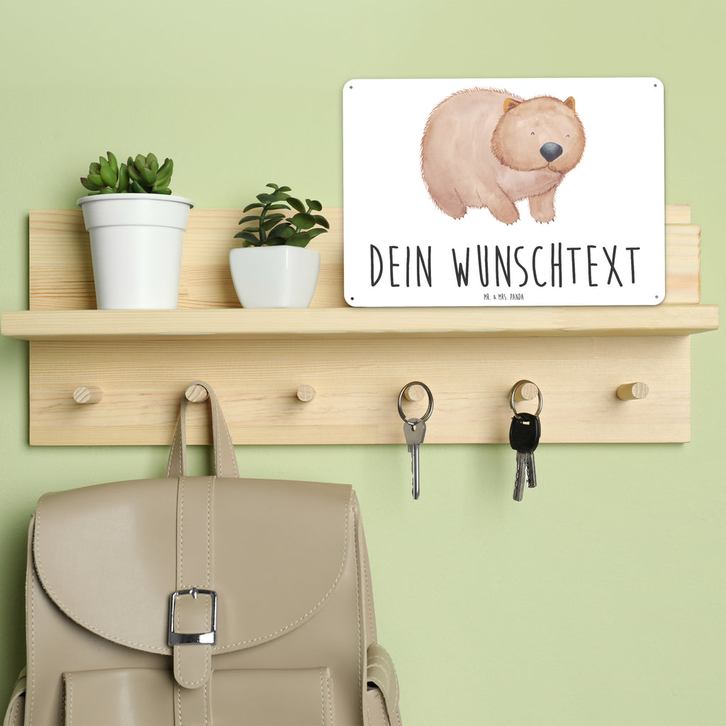 Personalisiertes Blechschild Wombat Blechschild, Metallschild, Geschenk Schild, Schild, Magnet-Metall-Schild, Deko Schild, Wandschild, Wand-Dekoration, Türschild, Tiermotive, Gute Laune, lustige Sprüche, Tiere, Wombat, Das Leben ist schön, Motivation, Spruch, Australien