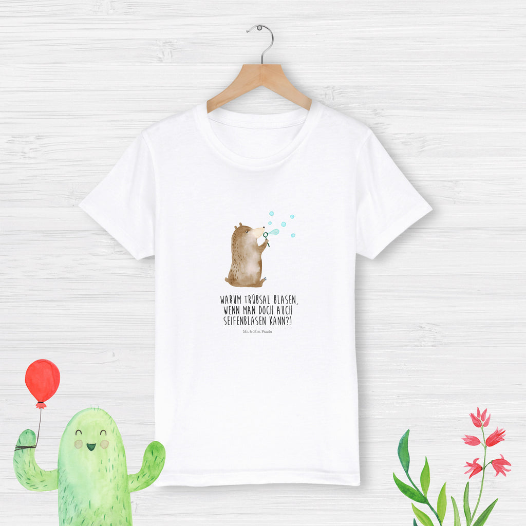 Organic Kinder T-Shirt Bär Seifenblasen Kinder T-Shirt, Kinder T-Shirt Mädchen, Kinder T-Shirt Jungen, Bär, Teddy, Teddybär, Seifenblasen Bär Lustig Sein Glücklich Traurig Happy