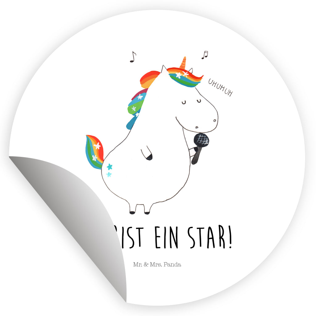 Rund Aufkleber Einhorn Sänger Sticker, Aufkleber, Etikett, Einhorn, Einhörner, Einhorn Deko, Pegasus, Unicorn, Glitzer, Konfetti, Party, Geburtstag, Feier, Fest, Disco, Sängerin, Sänger, Freundin