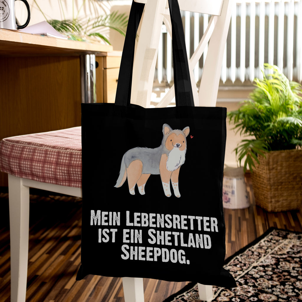 Tragetasche Shetland Sheepdog Lebensretter Beuteltasche, Beutel, Einkaufstasche, Jutebeutel, Stoffbeutel, Tasche, Shopper, Umhängetasche, Strandtasche, Schultertasche, Stofftasche, Tragetasche, Badetasche, Jutetasche, Einkaufstüte, Laptoptasche, Hund, Hunderasse, Rassehund, Hundebesitzer, Geschenk, Tierfreund, Schenken, Welpe, Shetland Sheepdog, Sheltie