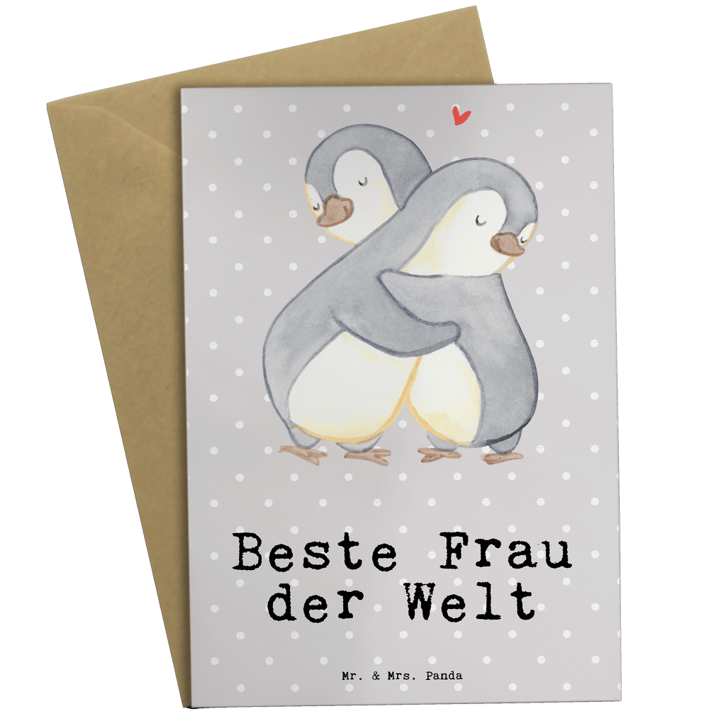 Grußkarte Pinguin Beste Frau der Welt Grußkarte, Klappkarte, Einladungskarte, Glückwunschkarte, Hochzeitskarte, Geburtstagskarte, Karte, Ansichtskarten, für, Dankeschön, Geschenk, Schenken, Geburtstag, Geburtstagsgeschenk, Geschenkidee, Danke, Bedanken, Mitbringsel, Freude machen, Geschenktipp, Beste, Frau, Ehefrau, Partnerin, Freundin, Traumfrau, Liebling, Ehepartner, Ehe, Gattin, Lebensgefährtin, Braut, Kleinigkeit