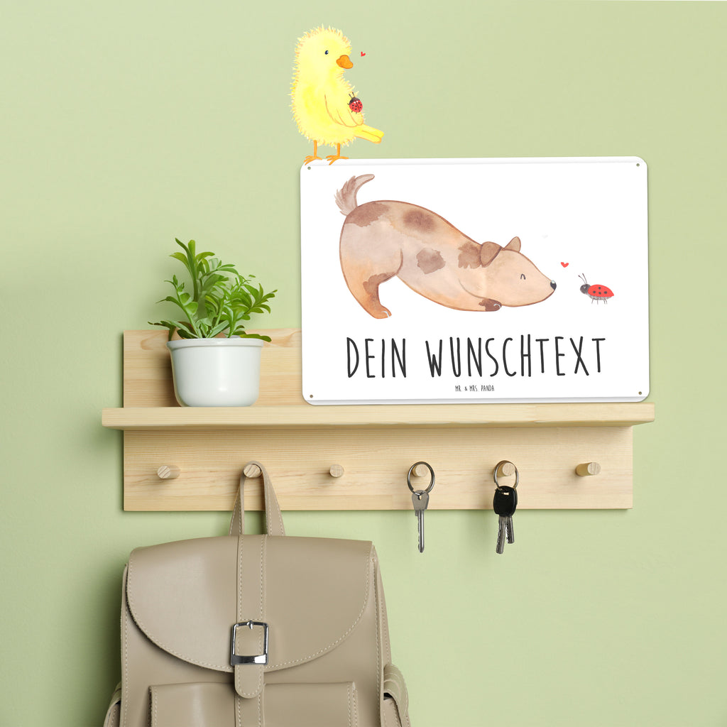 Personalisiertes Blechschild Hund Marienkäfer Blechschild, Metallschild, Geschenk Schild, Schild, Magnet-Metall-Schild, Deko Schild, Wandschild, Wand-Dekoration, Türschild, Hund, Hundemotiv, Haustier, Hunderasse, Tierliebhaber, Hundebesitzer, Sprüche, Hunde, Hundespruch, Marienkäfer, Mischling, Mischlinghund