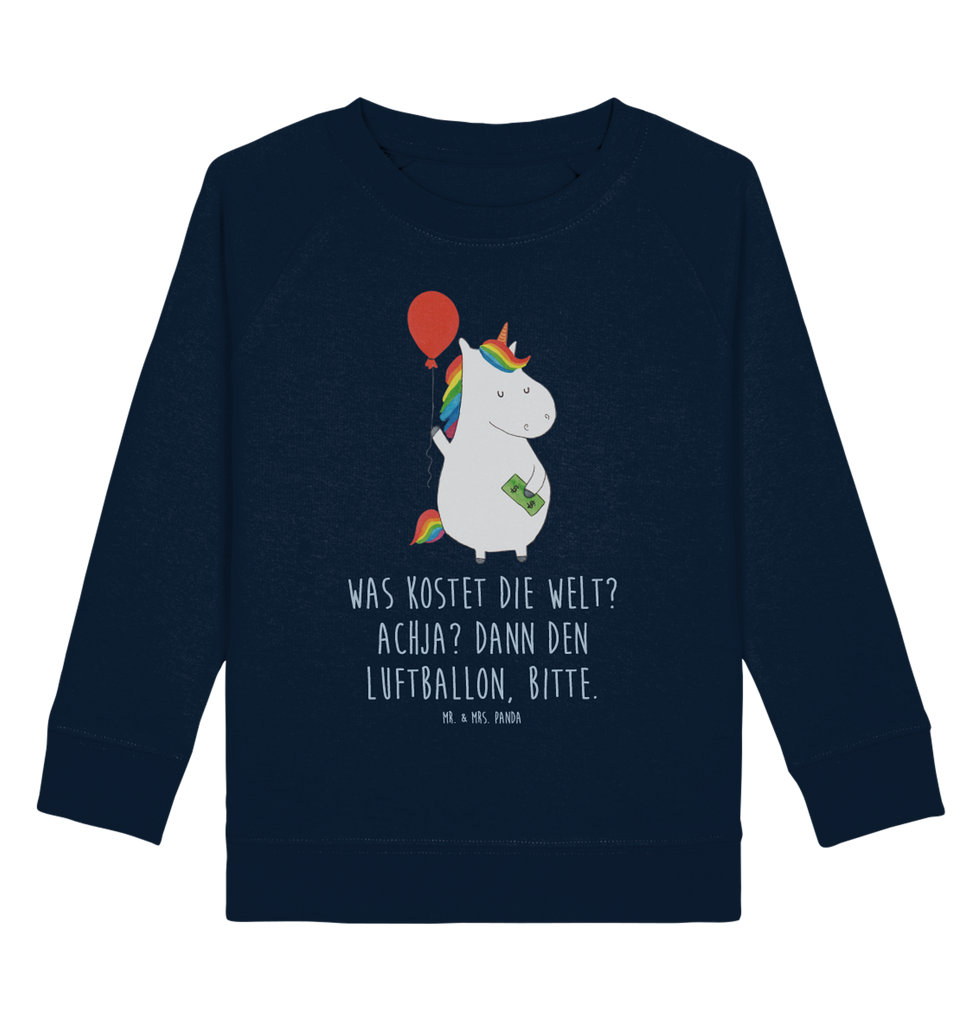 Organic Kinder Pullover Einhorn Luftballon Kinder Pullover, Kinder Sweatshirt, Jungen, Mädchen, Einhorn, Einhörner, Einhorn Deko, Pegasus, Unicorn, Luftballon, Geld, Lebenslust, Freude, Geschenk, Freundin