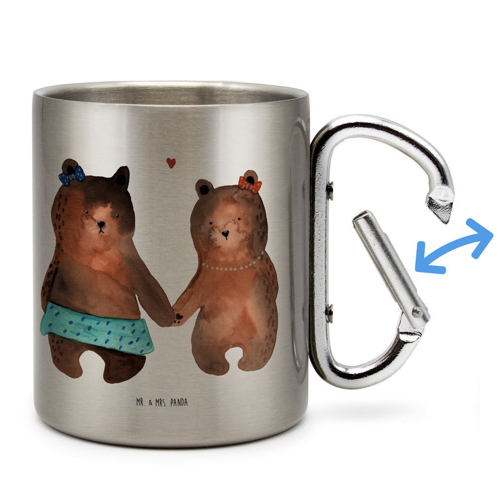 Edelstahlbecher Bär Freundin Edelstahltasse, Karabiner, Edelstahlbecher, Outdoor, Camping, Tasse, Becher, Bär, Teddy, Teddybär, Bär Freundin Beste Freund Liebe Liebesbeweis Verliebt Kumpel Kumpeliene