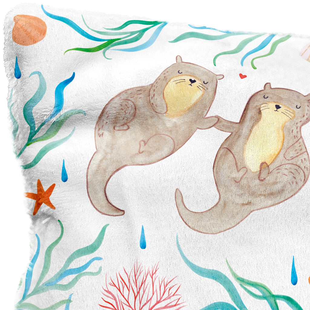 80x40 Pärchen Kissen Otter händchenhaltend Kissen, Kissenhülle, Kopfkissen, Sofakissen, Dekokissen, Kissenbezug, Liebesgeschenk, Otter, Fischotter, Seeotter, Otter Seeotter See Otter