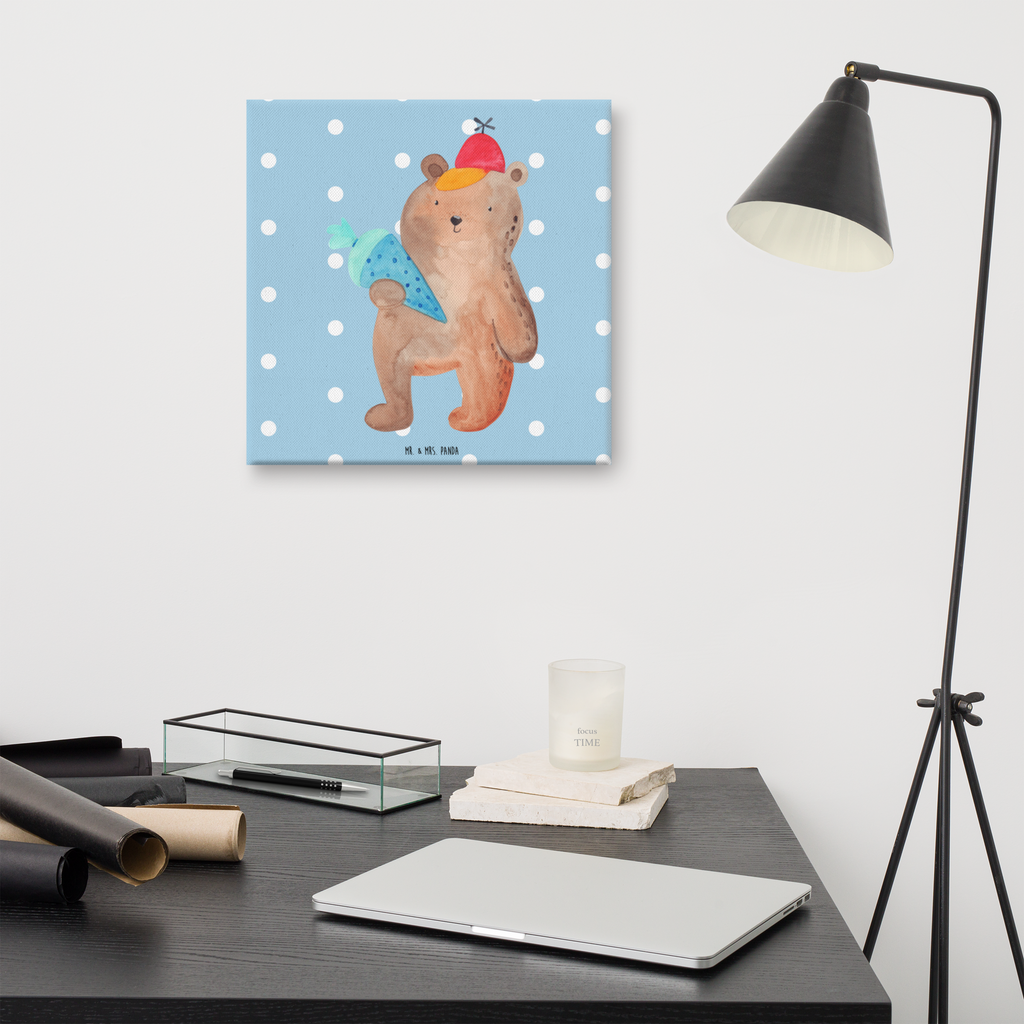 Leinwand Bild Bär Schultüte Leinwand, Bild, Kunstdruck, Wanddeko, Dekoration, Bär, Teddy, Teddybär, Bär Motiv, Schultüte, Erster Schultag Geschenk, Einschulung Geschenk, Schule Geschenk, Grundschule, Schulanfang, Schulbeginn