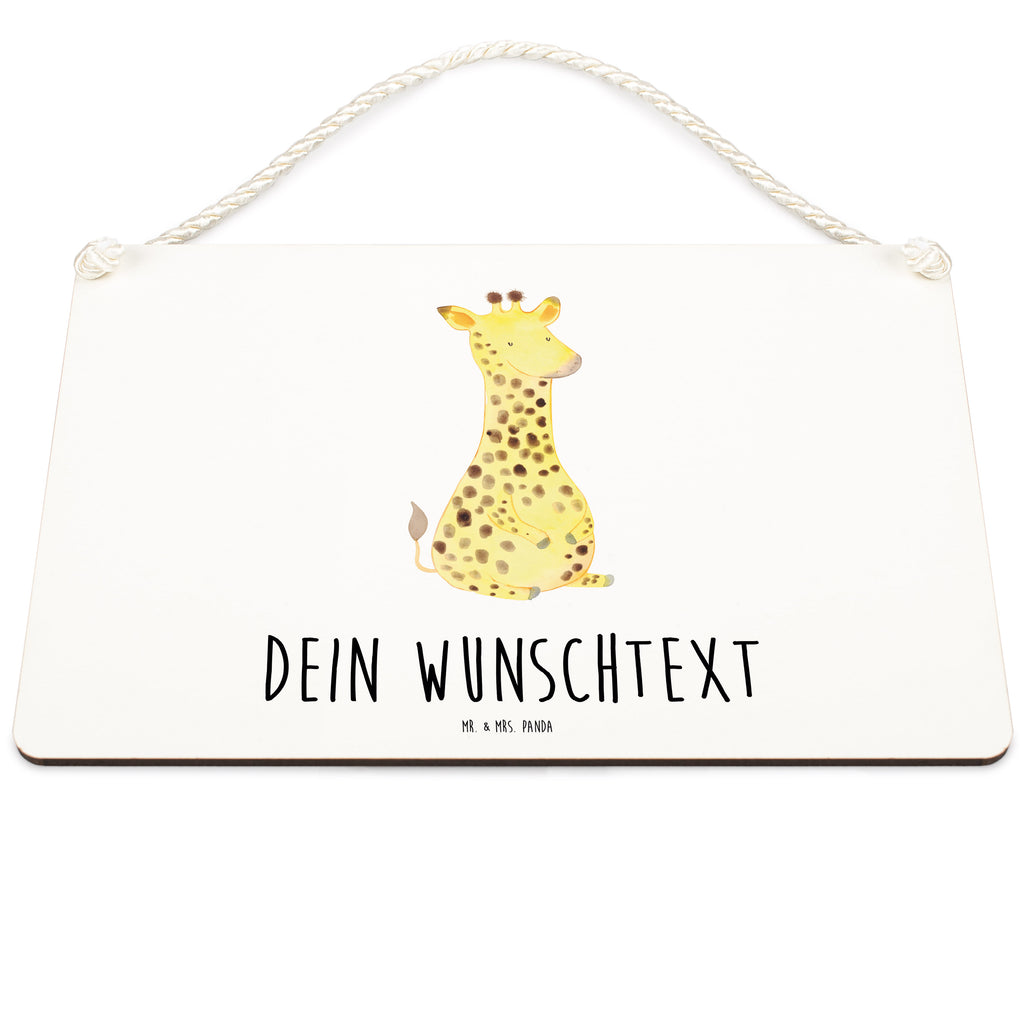 Personalisiertes Deko Schild Giraffe Zufrieden Dekoschild, Deko Schild, Schild, Tür Schild, Türschild, Holzschild, Wandschild, Wanddeko, Afrika, Wildtiere, Giraffe, Zufrieden, Glück, Abenteuer