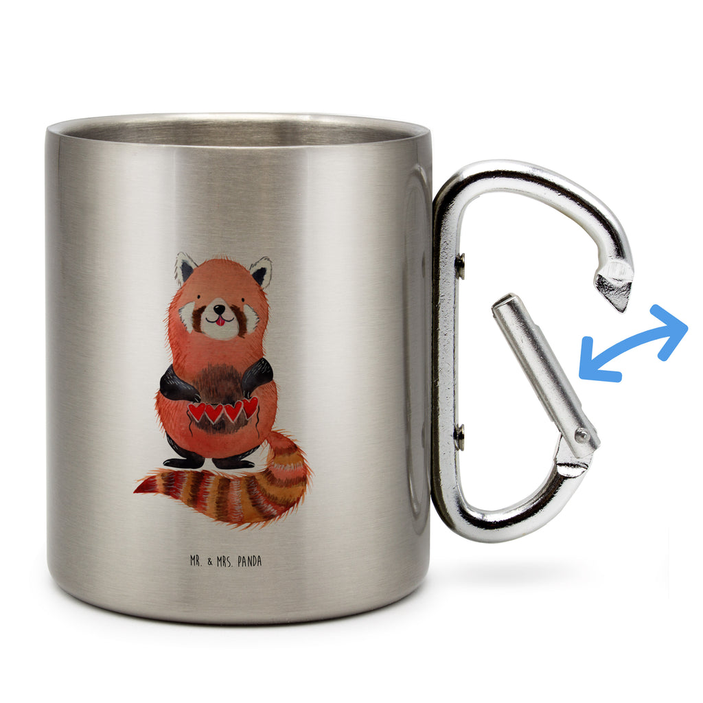 Edelstahlbecher Roter Panda Edelstahltasse, Karabiner, Edelstahlbecher, Outdoor, Camping, Tasse, Becher, Tiermotive, Gute Laune, lustige Sprüche, Tiere, Panda, Liebe, Rot, Herz, Liebling, Lieblingsmensch