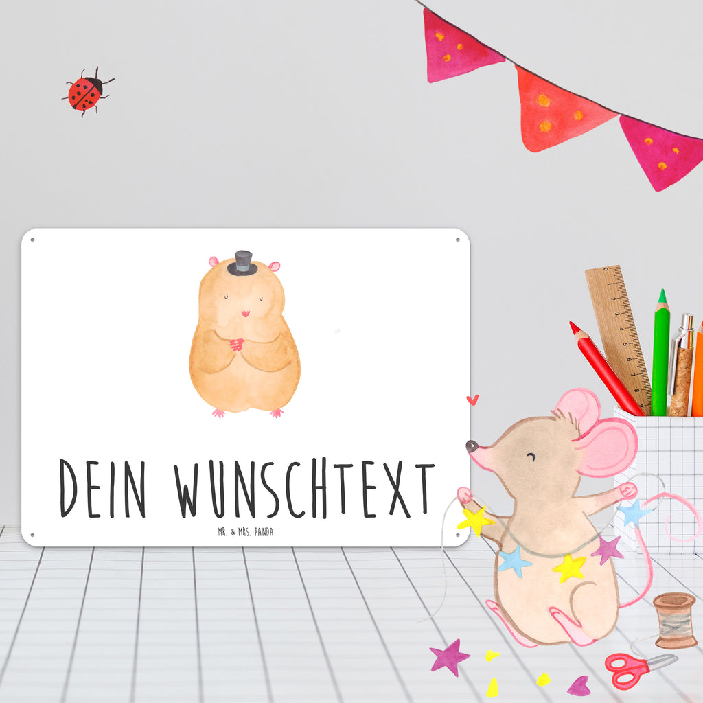 Personalisiertes Blechschild Hamster Hut Blechschild, Metallschild, Geschenk Schild, Schild, Magnet-Metall-Schild, Deko Schild, Wandschild, Wand-Dekoration, Türschild, Tiermotive, Gute Laune, lustige Sprüche, Tiere, Hamster, Hut, Magier, Zylinder, Zwerghamster, Zauberer