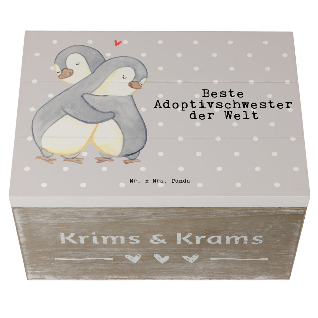 Holzkiste Pinguin Beste Adoptivschwester der Welt Holzkiste, Kiste, Schatzkiste, Truhe, Schatulle, XXL, Erinnerungsbox, Erinnerungskiste, Dekokiste, Aufbewahrungsbox, Geschenkbox, Geschenkdose, für, Dankeschön, Geschenk, Schenken, Geburtstag, Geburtstagsgeschenk, Geschenkidee, Danke, Bedanken, Mitbringsel, Freude machen, Geschenktipp, Adoptivschwester, Adoptiv, adoptiert, Schwester, Geschwister, Schwesterherz, Sister, Familie, Kleinigkeit, Beste, Tochter