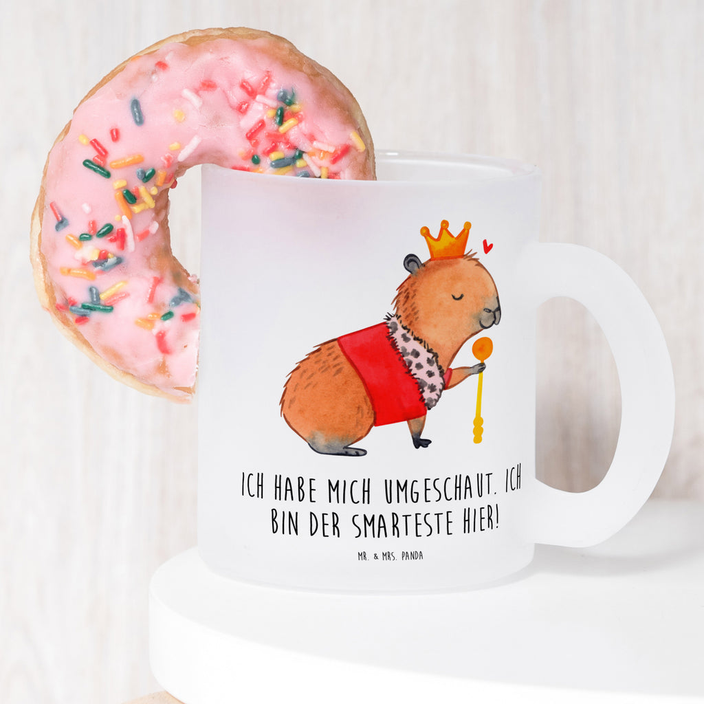 Teetasse Capybara König Teetasse, Teeglas, Teebecher, Tasse mit Henkel, Tasse, Glas Teetasse, Teetasse aus Glas, Tiermotive, Gute Laune, lustige Sprüche, Tiere, Capybara, König