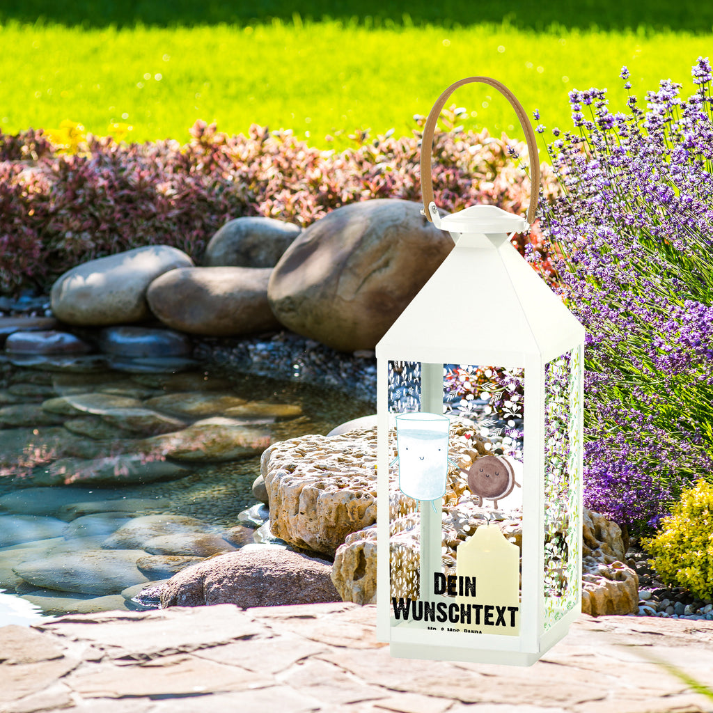 Personalisierte Deko Laterne Milch & Keks Gartenlampe, Gartenleuchte, Gartendekoration, Gartenlicht, Laterne kleine Laternen, XXL Laternen, Laterne groß, Tiermotive, Gute Laune, lustige Sprüche, Tiere, Milk, Cookie, Milch, Keks, Kekse, Kaffee, Einladung Frühstück, Motiv süß, romantisch, perfektes Paar