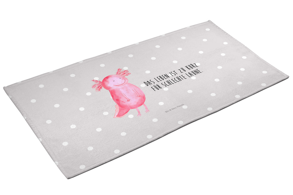 Handtuch Axolotl Glücklich Gästetuch, Reisehandtuch, Sport Handtuch, Frottier, Kinder Handtuch, Axolotl, Molch, Axolot, Schwanzlurch, Lurch, Lurche, Motivation, gute Laune