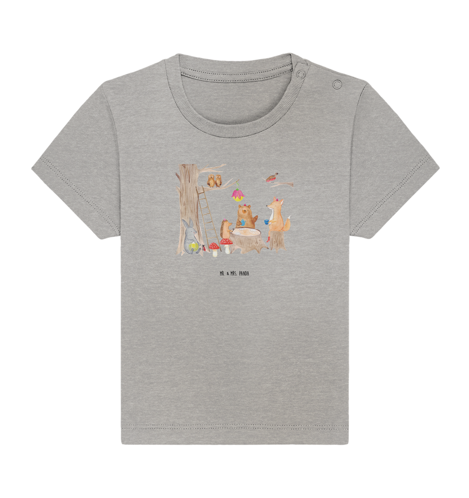 Organic Baby Shirt Waldtiere Picknick Baby T-Shirt, Jungen Baby T-Shirt, Mädchen Baby T-Shirt, Shirt, Tiermotive, Gute Laune, lustige Sprüche, Tiere, Waldtiere, Picknick, Wald, Fuchs, Hase, Igel, Maus, Eichhörnchen