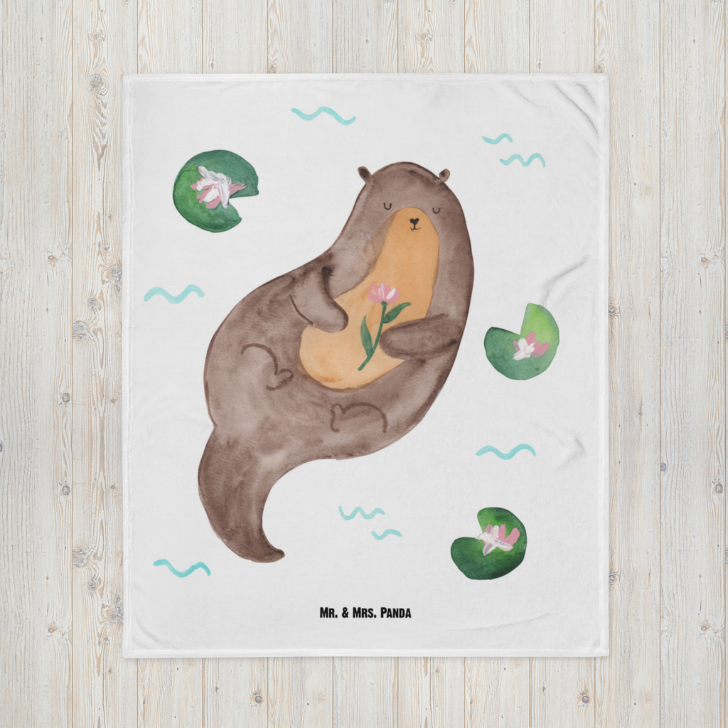 Kuscheldecke Otter Seerose Decke, Wohndecke, Tagesdecke, Wolldecke, Sofadecke, Otter, Fischotter, Seeotter, Otter Seeotter See Otter