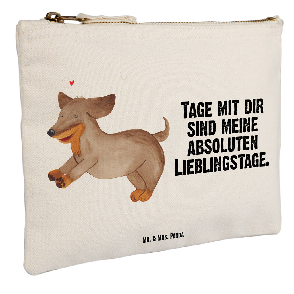 Schminktasche Hund Dackel fröhlich Schminktasche, Kosmetiktasche, Kosmetikbeutel, Stiftemäppchen, Etui, Federmappe, Makeup, XXL, Schminketui, Kosmetiketui, Schlamperetui, Hund, Hundemotiv, Haustier, Hunderasse, Tierliebhaber, Hundebesitzer, Sprüche, Hunde, Dackel, Dachshund, happy dog